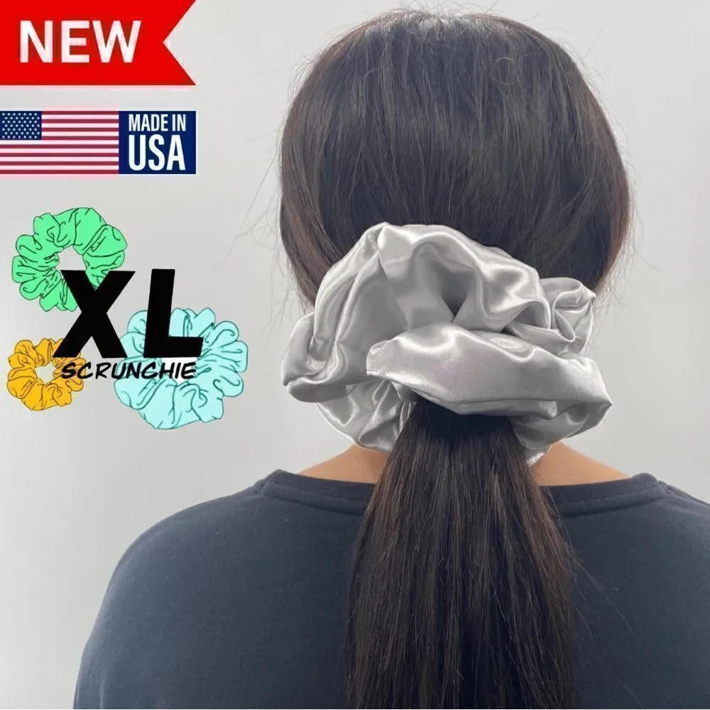 3For$20 XL Scrunchie Satin Gray Oversized Hair Scrunchie NWOT